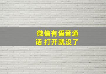 微信有语音通话 打开就没了